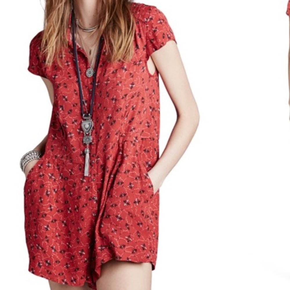 Free People Red Floral Romper - Picture 6 of 6